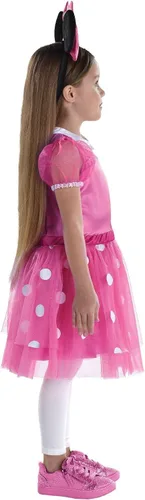 Vista 4 de Party City Disfraz de Halloween rosa de Minnie Mouse para niñas, Multicolor, 3-4T