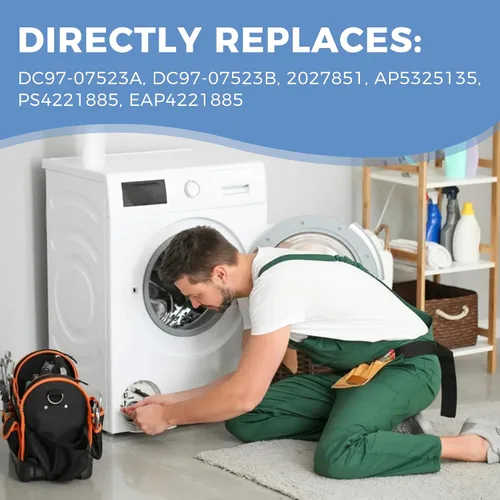 Vista 5 de DC97-16782A Piezas de secadora para Samsung Kit de repuesto de rodillo de secadora DV45H7000EW/A2 DV42H5000EW/A3 Incluye DC97-16782A Rodillo Secador