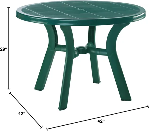 Vista 3 de Compamia Truva - Mesa de comedor redonda de resina de 42 pulgadas, color verde, grado comercial