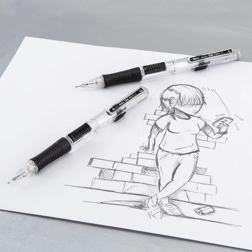 Vista 8 de Pentel QUICK CLICK - Portaminas, (0.5mm), cuerpo negro, caja de 12 (PD215A)