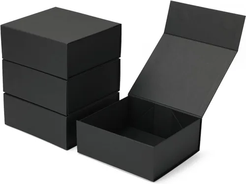 Vista 12 de Ditwis Caja de regalo de 12x9x4 pulgadas con tapa de cierre magnético, caja magnética negra y dorada para boda, propuesta de padrinos y damas