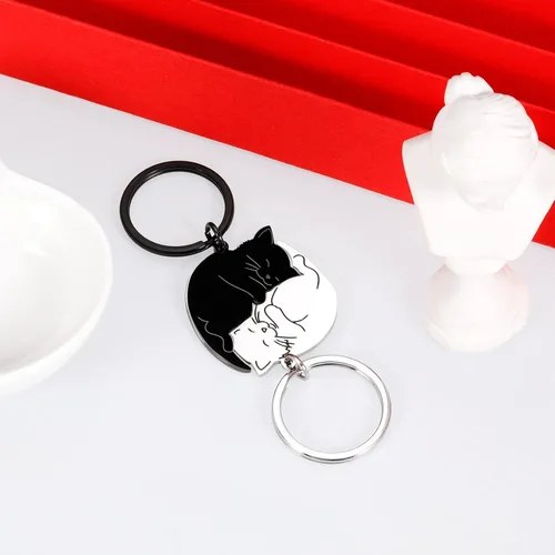 Vista 2 de Regalos para parejas, bonitos llaveros de regalo para novio, novia, amante de los gatos, regalos de canasta para él, ella, llaveros a juego