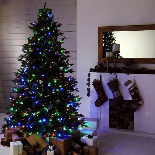 Vista 5 de Dazzle Bright - Luces de árbol de Navidad, 448 luces LED en cascada con control remoto y 8 modos de iluminación, 2.5 m X 16 líneas de luces