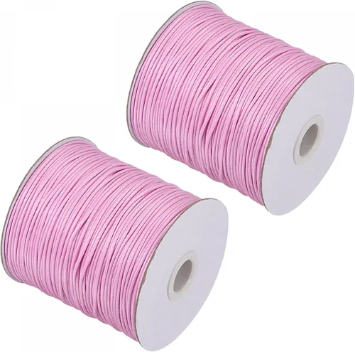 Vista 11 de uxcell 2 cuerdas de poliéster encerado de 0.047 in, 518.4 ft (172 yardas), hilo de cuentas para hacer joyas, pulseras, collares, tejer, color negro
