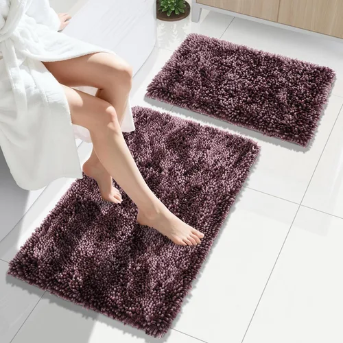 Vista 34 de Yimobra Juego de 2 alfombras de baño, alfombra de baño suave y absorbente y alfombra de inodoro en forma de U con respaldo antideslizante, alfombras