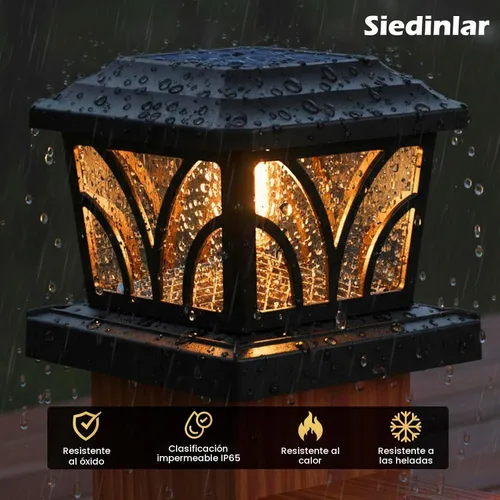 Vista 6 de SIEDiNLAR - Faroles solares para postes exteriores, de aluminio y vidrio, 2 modos, 20 lúmenes, bombillas LED Edison para postes de 4x4, 5x5, 6x6