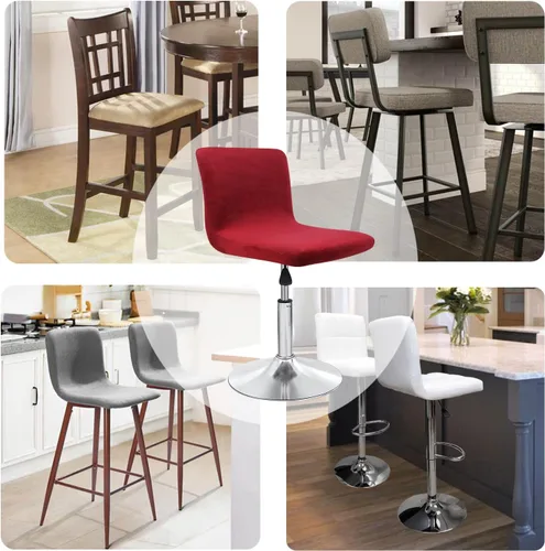 Vista 6 de Fundas para asiento de bar de terciopelo, fundas cuadradas para taburete de bar, fundas para silla de altura de mostrador (2, burdeos)