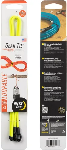 Vista 22 de Nite IZE Gear Tie Loopable, el original lazo de goma reutilizable con lazo integrado resistente, 12 pulgadas, negro, paquete de 2, fabricado