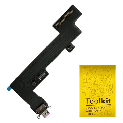 Vista 8 de Reemplazo del conector de base compatible con iPad Air 4 4ª/5 5ª generación de 10.9 pulgadas, puerto de carga de repuesto, cable flexible (negro)
