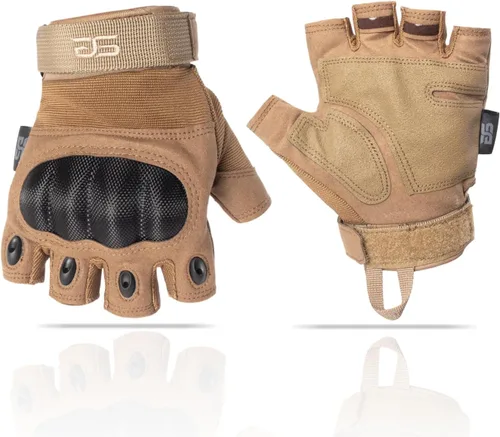 Vista 9 de Glove Station - Guantes tácticos de nudillos sin dedos para hombre - Guantes de motocicleta para tiro táctico, Airsoft, caza, trabajo policial