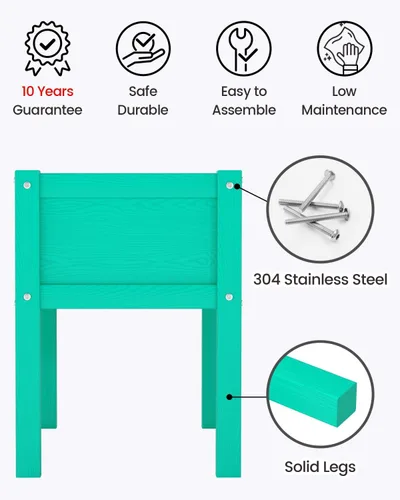 Vista 4 de Cama de jardín elevada pequeña de HDPE, jardinera elevada con patas, jardinera para exteriores resistente a la intemperie, camas elevadas para Aruba