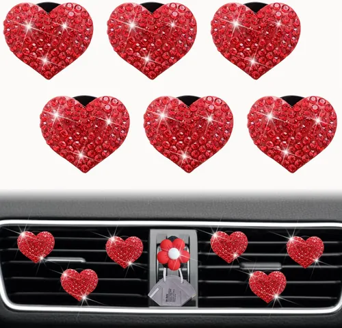 Vista 8 de Bling Heart 4 Piezas Clips de Ventilación de Labios Rosados + Gancho para Máscara de Mariposa
