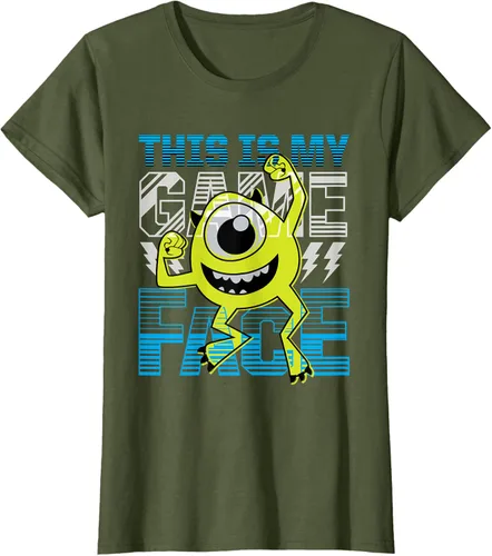 Vista 73 de Disney Pixar Monsters Inc. Mike Wazowski Game Face Camiseta Negro