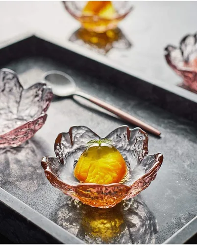 Vista 2 de 4 platos de cristal Sakura condimentos cuencos de inmersión platos de aperitivo, 3.4 pulgadas