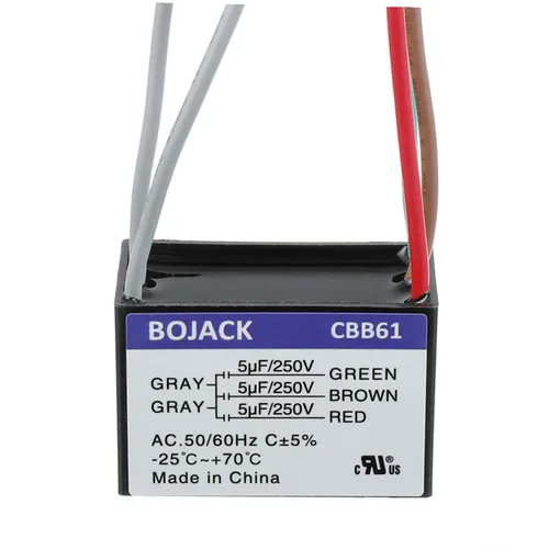 Vista 6 de BOJACK CBB61 4uF+5uF+6uF 250V AC Ventilador de techo Condensador de arranque para compatible con Harbor Breeze & New Tech 5 Wire