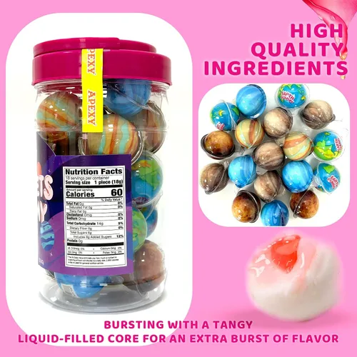 Vista 2 de Apexy Mixed Planets - Dulces Gomosos con Centro Líquido Afrutado Sin Grasa, Divertidos y Deliciosos Dulces Temáticos del Espacio Ideales