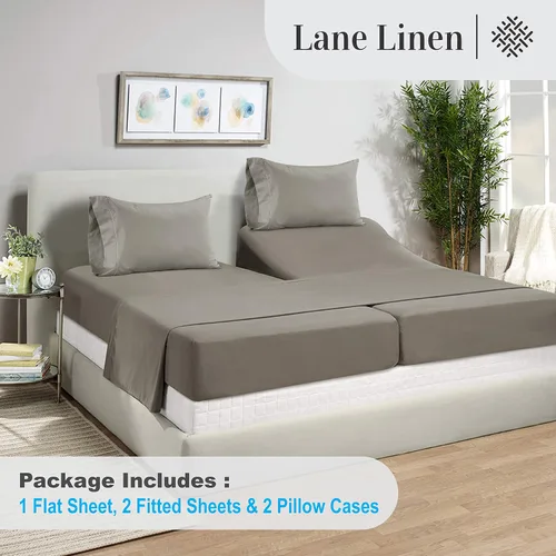Vista 407 de LANE LINEN - Sábanas individual 100% algodón egipcio suave, cómodo y grueso de calidad de hotel, costuras reforzadas totalmente elásticas, sin