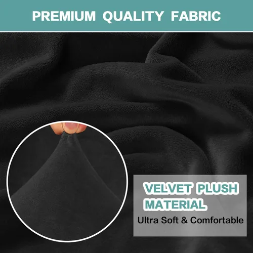 Vista 3 de Turquoize Fundas de terciopelo para sillón reclinable con bolsillo, 1 funda de terciopelo para muebles reclinables con parte inferior elástica Negro