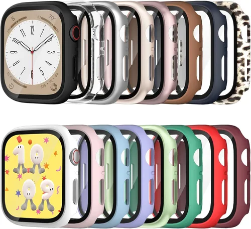 Vista 7 de COMMUTER - Juego de 4 fundas compatibles con Apple Watch de 40 mm Series SE 3ra Gen 2025 SE 2/1 6 5 4 con protector de pantalla de vidrio templado