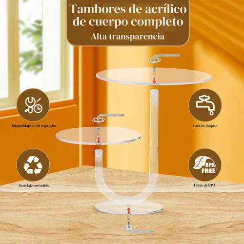 Vista 4 de Boxalls Soporte para pasteles de 2 niveles, elegante torre de acrílico transparente para cupcakes para bodas, cumpleaños, aniversarios, baby