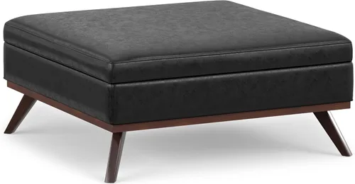 Vista 28 de SIMPLIHOME Owen - Otomana cuadrada con aspecto de lino de 36 pulgadas de Natural