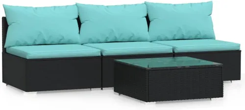 Vista 15 de 3-Piece Modular PE Rattan Sofa Set, Black 3-Seater Patio Couch