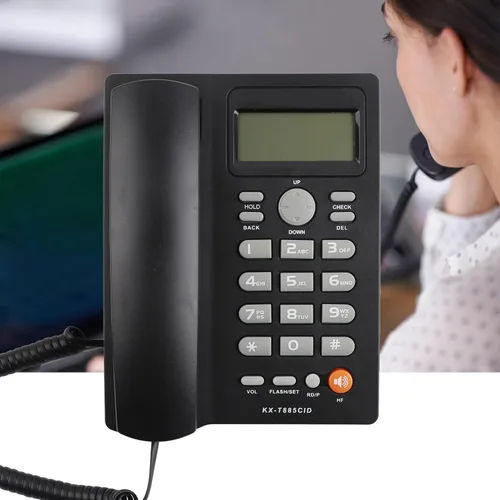 Vista 7 de Teléfono fijo con cable, con pantalla/llamada en espera, manos y llamadas, función de reducción de ruido silenciosa integrada, adecuado para oficina