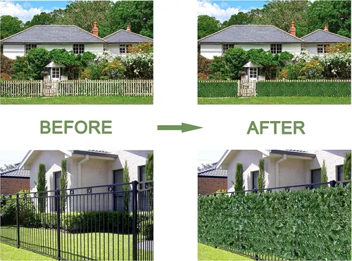 Vista 5 de Bybeton Pantalla de Cerca de Privacidad de Hiedra Artificial - 40" X 80" Anti-UV Hojas Falsas Enredaderas - Privacidad para Patio Balcón, Jardín