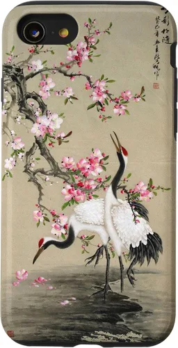 Vista 18 de Red Cap Cranes with Plum Blossoms Japanese Woodblock Art Case for iPhone 17