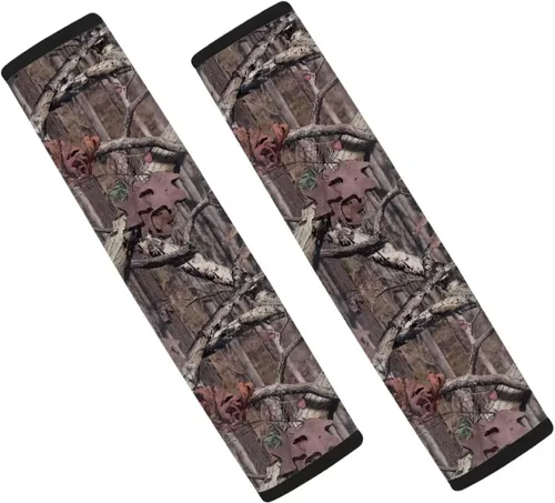 Vista 23 de LedBack Fundas para cinturón de seguridad de coche con diseño de bandera americana y camuflaje, paquete de 2, almohadilla universal para cinturón