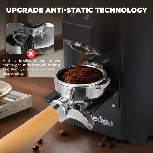 Vista 3 de Molinillo de café comercial resistente, control de botón de rebabas planas de 2.520 in, color negro 8 Precise Grind Settings, Stainless Steel