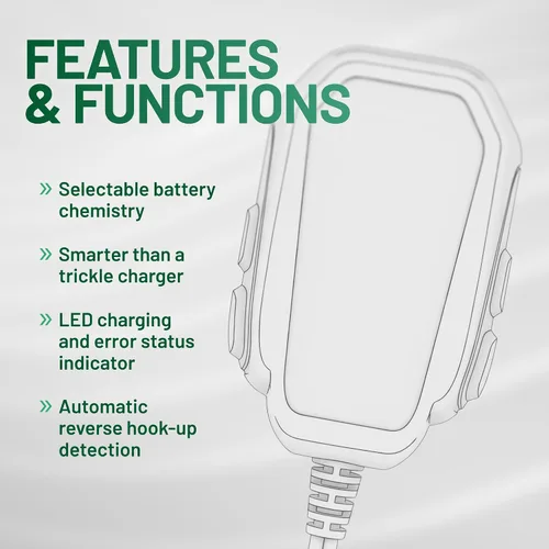 Vista 14 de Battery Tender Junior 12V, cargador y mantenedor de batería de 800mA para baterías de ácido plomado y de litio - Cargador de batería conmutable