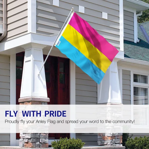 Vista 2 de Anley Fly Breeze - Bandera del orgullo pansexual de 3 x 5 pies, color vivo y a prueba de decoloración, cabecera de lona y doble costura, banderas