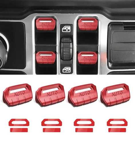 Vista 12 de Cubierta de botón de interruptor de ventana de metal para Jeep Wrangler JK JKU 2018 2017 2016 2015 2014 2013 2012 2011, accesorios para interiores