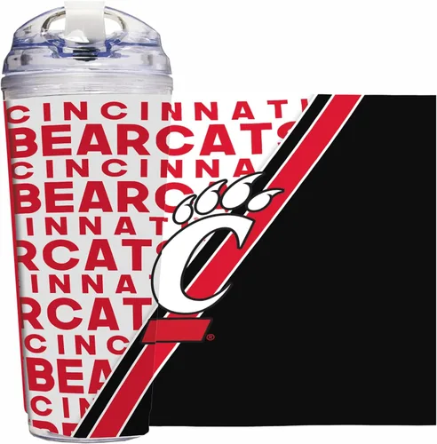 Vista 32 de Rico Industries Taza acrílica NCAA estándar de 24 onzas con tapa con bisagra, taza de doble pared oficialmente licenciada con pajita