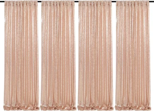 Vista 90 de Cortinas de fondo de lentejuelas con purpurina azul bebé, 2 piezas de 2 x 8 pies, telón de fondo de fiesta de baby shower para niños, hermosas