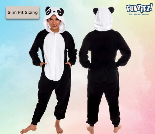 Vista 3 de Slim Fit Adult Onesie - Animal Halloween Costume - Plush Fruit One Piece Cosplay Suit for Women and Men by FUNZIEZ!