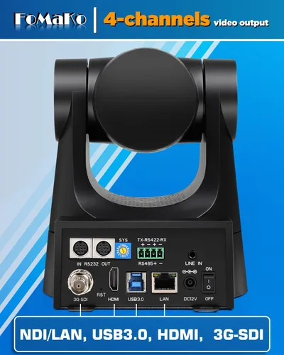 Vista 6 de Cámara FoMaKo NDI PTZ, 30X Zoom Óptico, Seguimiento Automático AI Gen 3, Cámara HDMI PTZ para Servicios de Adoración en Vivo, Educación y Eventos