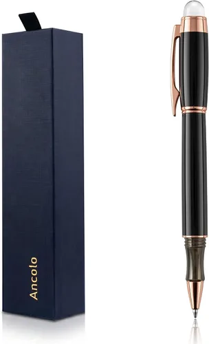 Vista 12 de Ancolo Bolígrafos de rodillo personalizados, juego de escritura suave de lujo con punta de cristal, tinta negra, personalizada con tu nombre