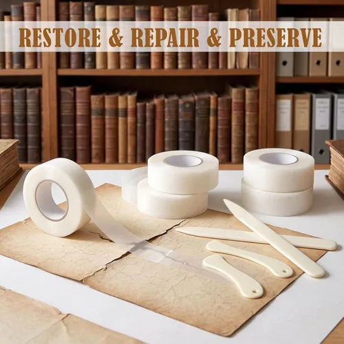 Vista 6 de 6 rollos de cinta de reparación de libros para páginas y documentos