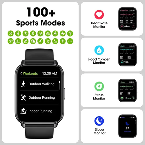 Vista 6 de Reloj inteligente para hombres y mujeres, fuente grande de 1.91 pulgadas, no requiere aplicación/teléfono, rastreador de actividad física