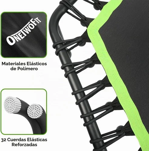 Vista 2 de ONETWOFIT Mini Rebounder Trampoline for Adults with Bar, Adjustable Handle Verde