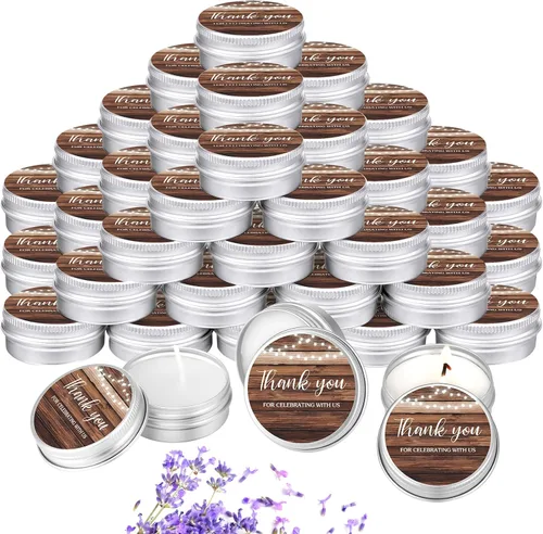 Vista 16 de MTLEE 50 piezas de velas de boda azules florales, regalos de favores para invitados, 1 oz de cera de soja con aroma a lavanda, velas aromáticas