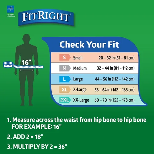 Vista 4 de FitRight Pañales para adultos, Absorción Ultra Fuerte, S (Talla de cintura 20in-32in), 20 unidades, calzoncillos OptiFit para incontinencia