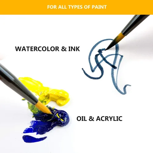 Vista 7 de Pinceles de pintura artística para pintura acrílica, acuarela, óleo, gouache, pinceles para pintura corporal y facial para adultos. Juego de 7