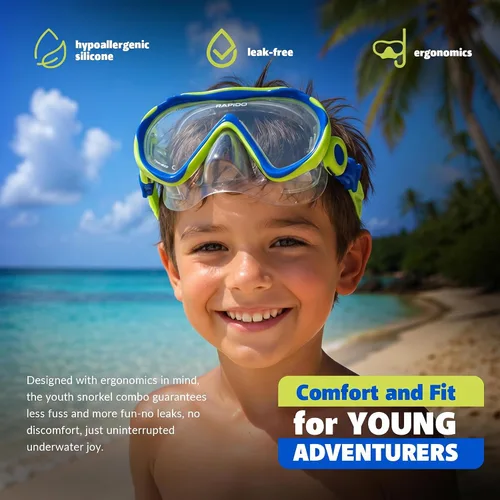 Vista 5 de Rapido Sea Breeze Marine Junior Mask, Fins and Snorkel Set