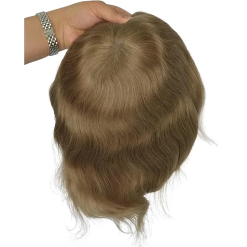 Vista 5 de Voloria Swiss Full Lace Toupee Europeo Real Cabello Humano Reemplazo para Hombres Hairpiece #18 Rubio Ceniza Marrón