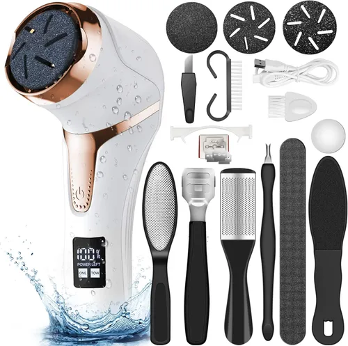 Vista 12 de Removedor eléctrico de callos para pies con vacío, kit de herramientas profesionales de pedicura, lima de pies recargable e impermeable