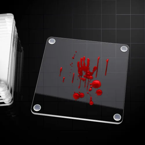 Vista 8 de Juego de 6 posavasos con salpicaduras de sangre de 4 pulgadas, posavasos cuadrados de vidrio acrílico transparente para manualidades