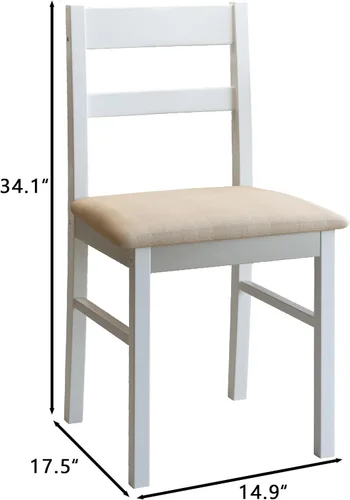 Vista 2 de Juego de 2 sillas de cocina de madera maciza para comedor, cocina y comedor, color blanco
